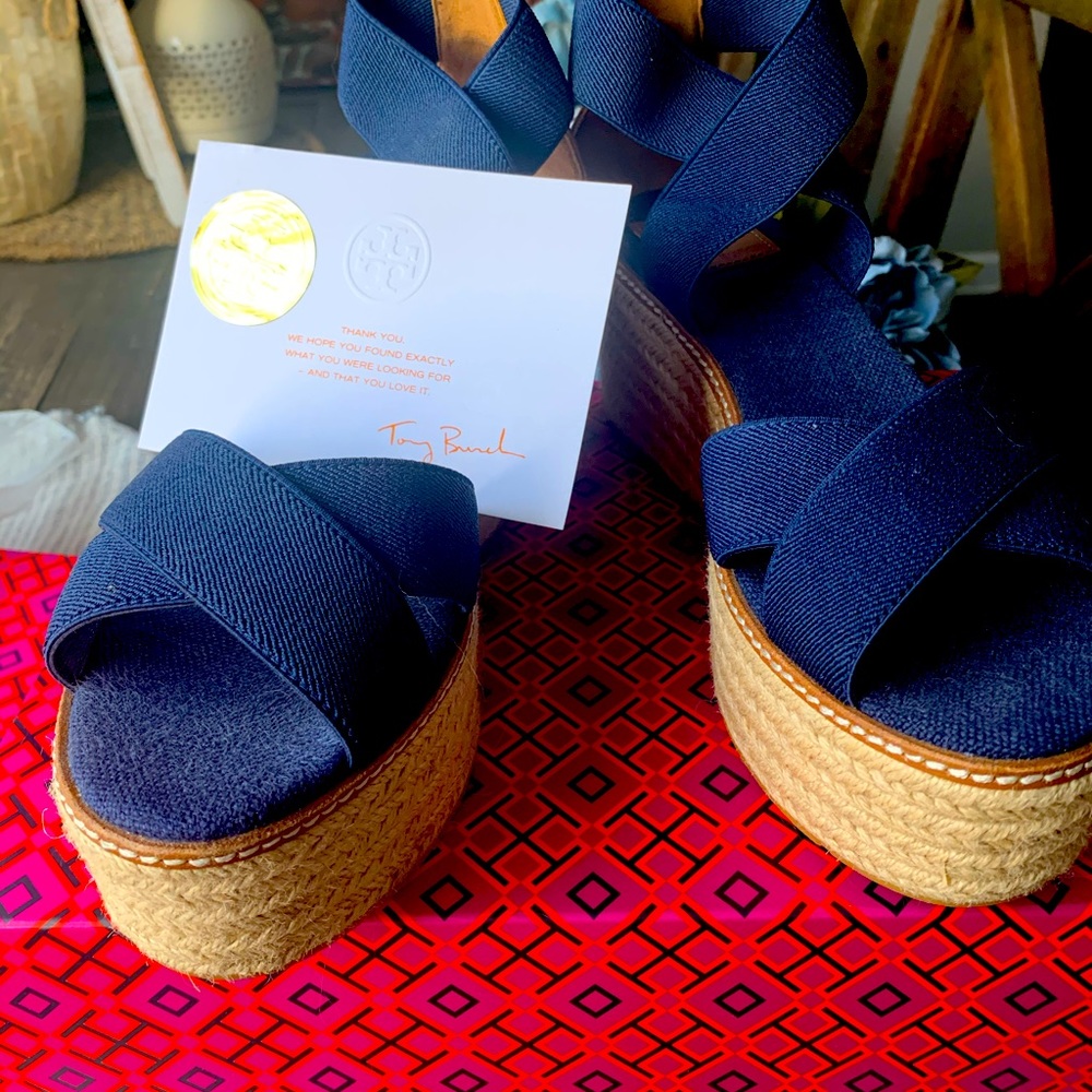 Tory Burch Royal Navy /TAN  Frieda 50MM Espadrille